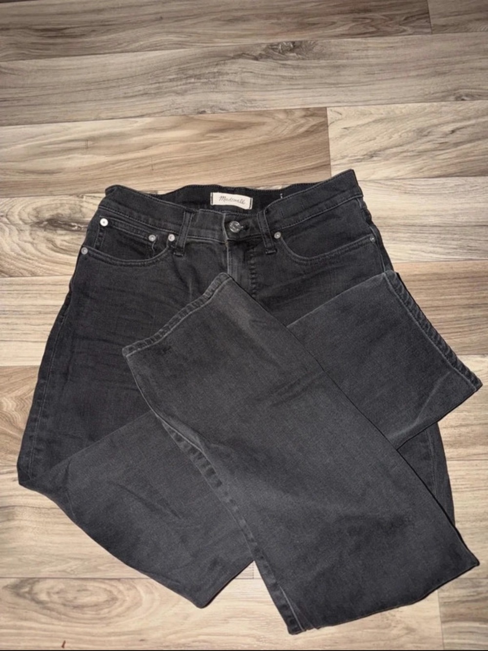 Madewell Washed Black High-Rise Straight Jeans